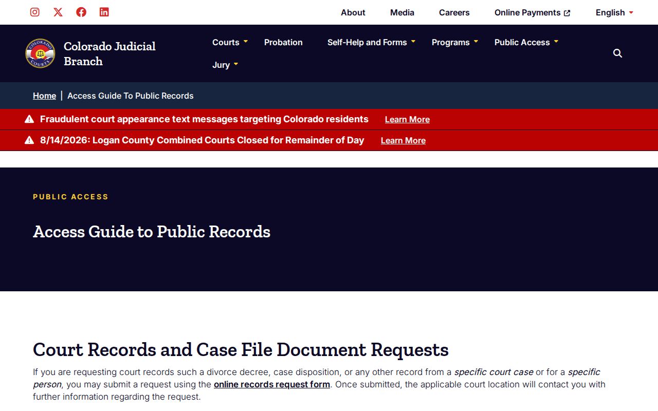 Gilpin County case search public records access guide