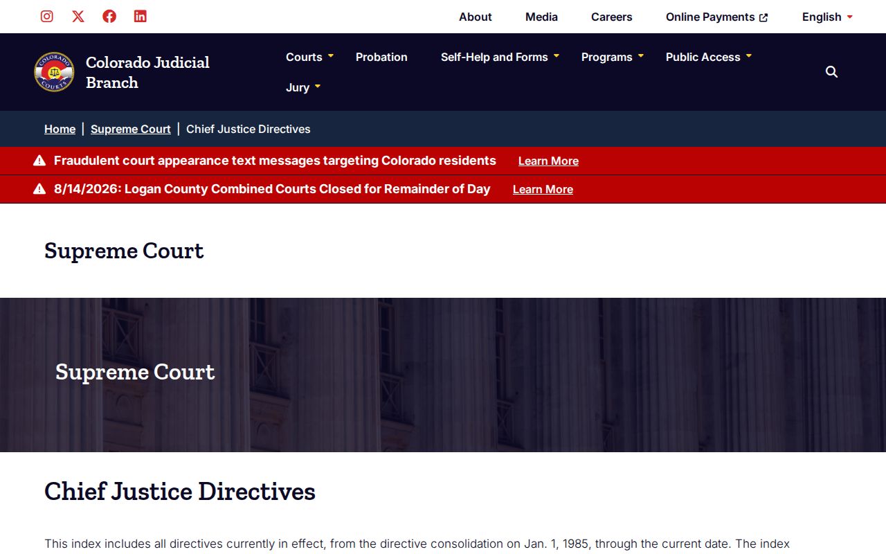 Gilpin County case search court fee directive index