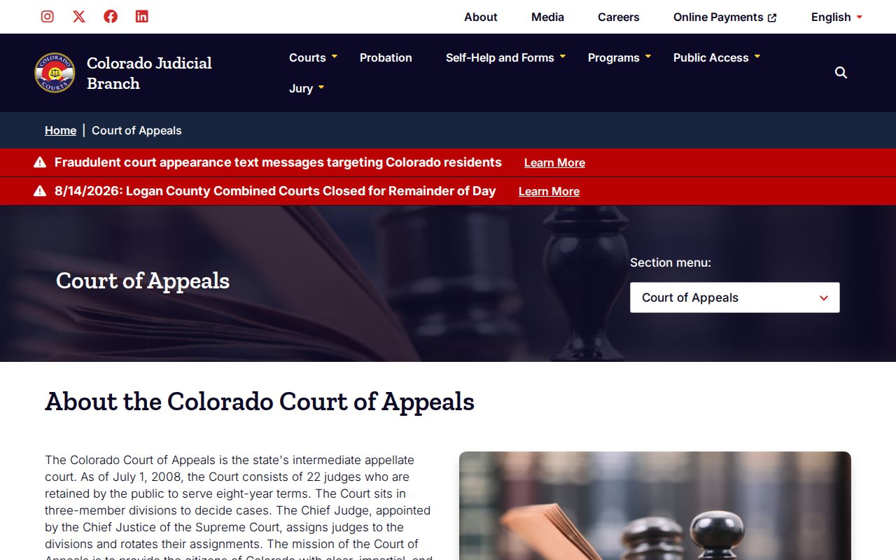 Gilpin County civil court docket Court of Appeals information
