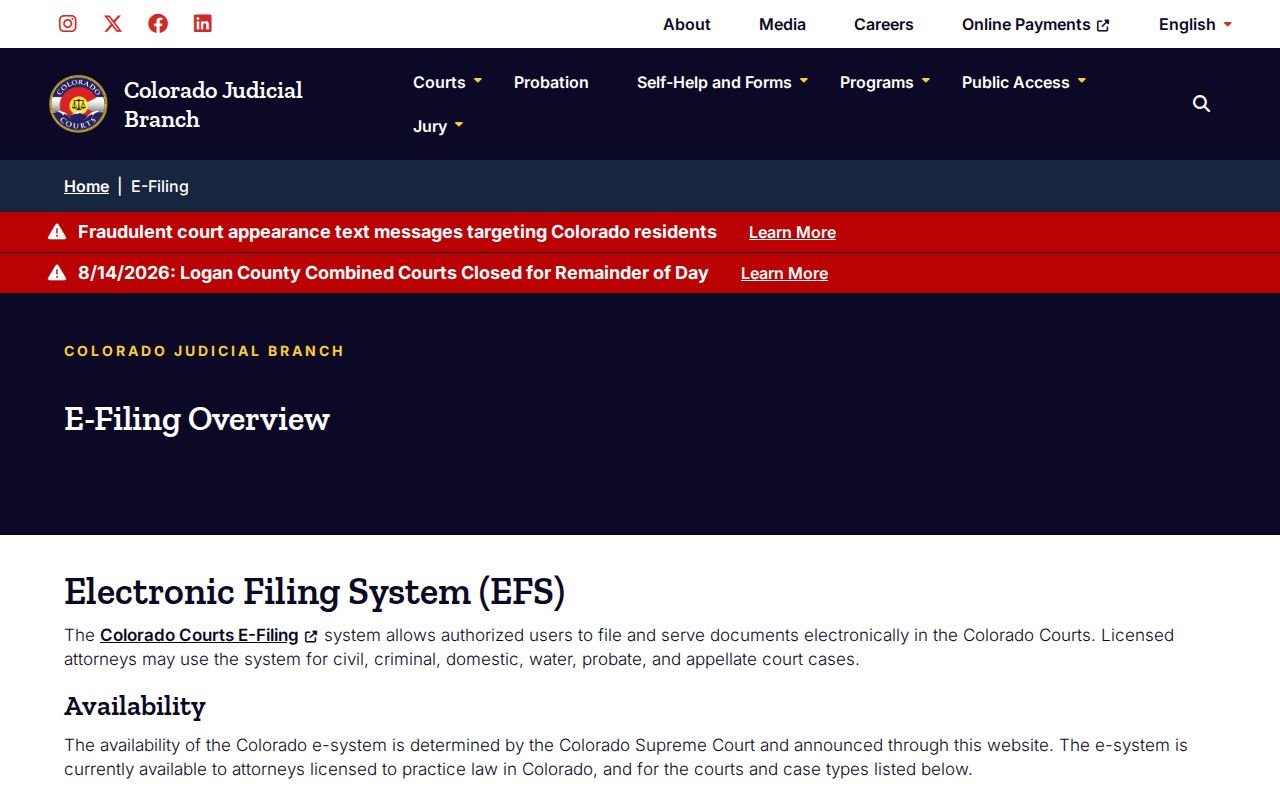 Gilpin County civil court docket e-filing categories
