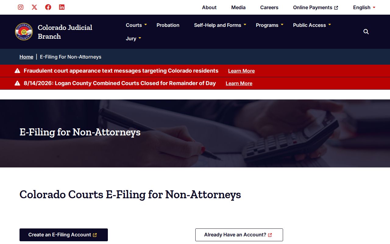 Gilpin County civil docket non-attorney e-filing access