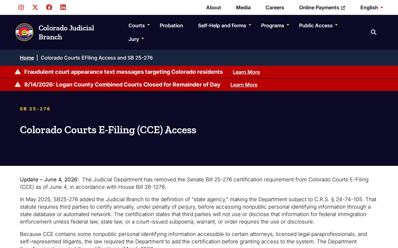 Gilpin County civil court docket 2026 e-filing update