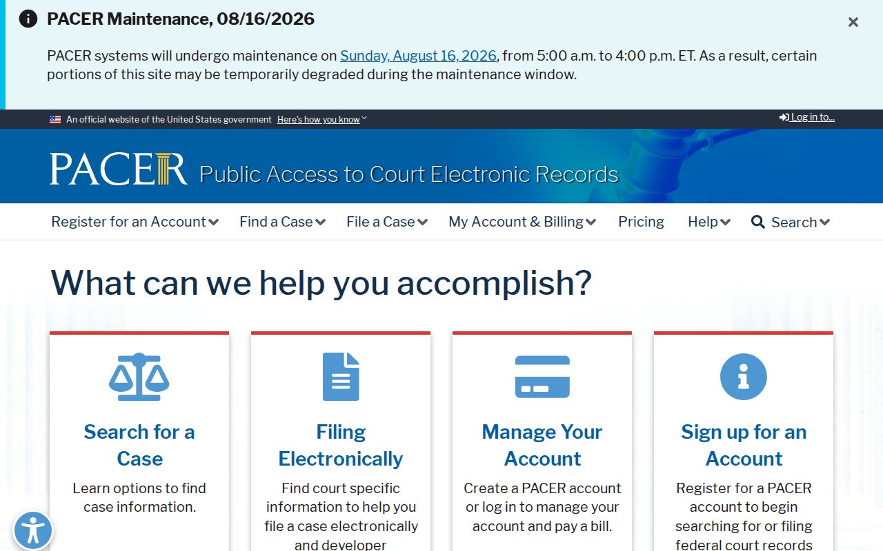 Gilpin County court records federal PACER access source
