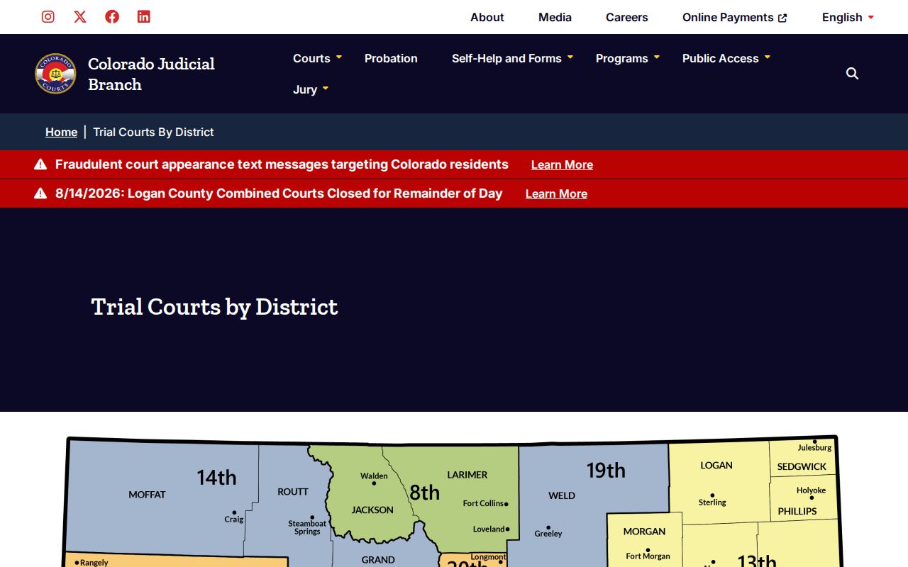 Gilpin County court docket First Judicial District map