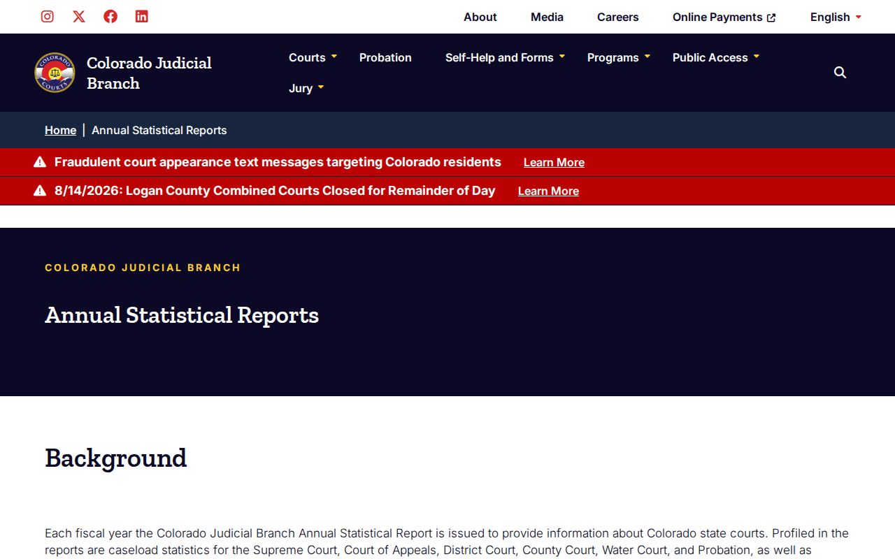 Gilpin County court docket annual statistics archive