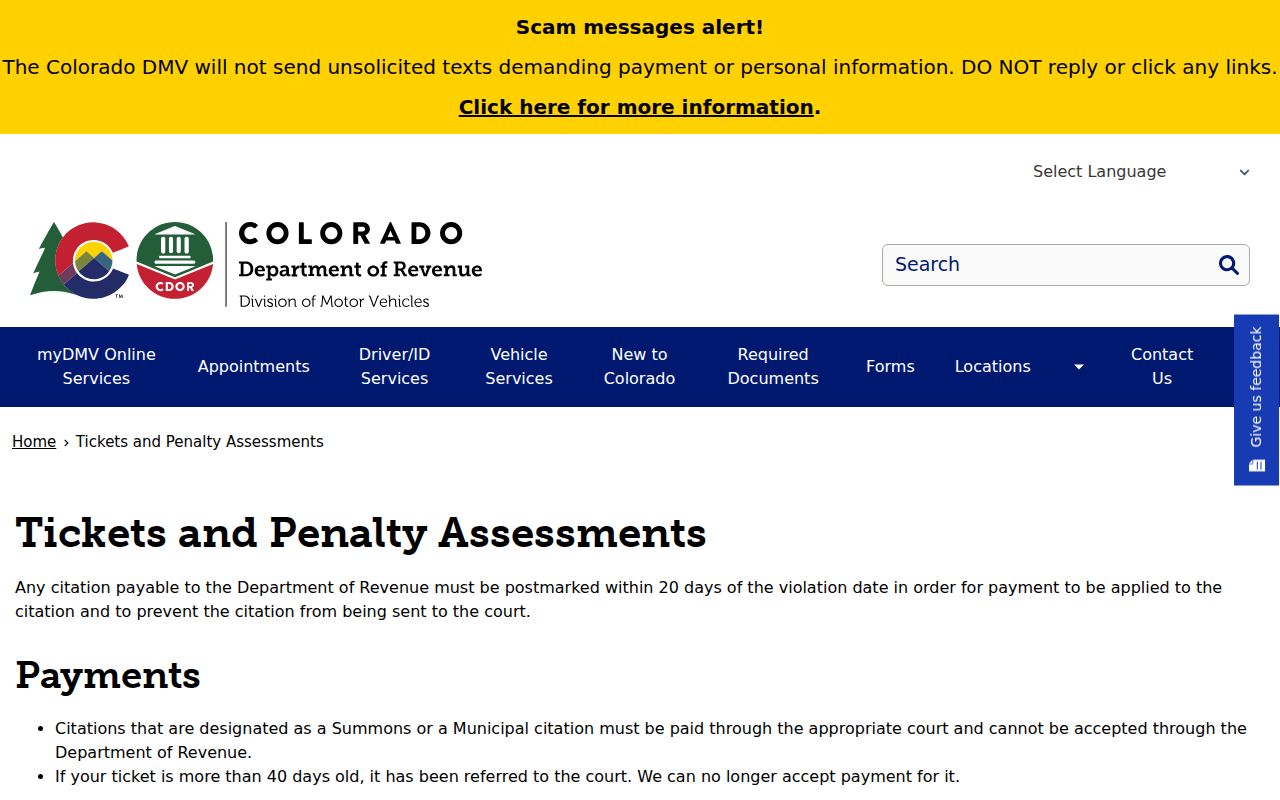 Colorado penalty assessment rules for Gilpin County traffic court records